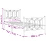 Bed frame with black metal headboard and footboard 75x190 cm by , Beds and slatted bases - Ref: Foro24-376136, Price: 80,66 €...