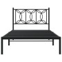 Bed frame with black metal headboard 100x190 cm by , Beds and slatted bases - Ref: Foro24-376122, Price: 75,99 €, Discount: %