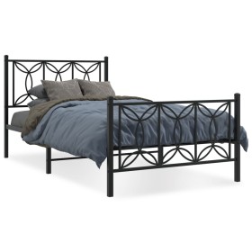 Bed frame with black metal headboard and footboard 100x200cm by , Beds and slatted bases - Ref: Foro24-376141, Price: 89,99 €...