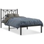 Bed frame with black metal headboard 90x190 cm by , Beds and slatted bases - Ref: Foro24-376120, Price: 73,99 €, Discount: %