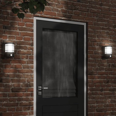 Outdoor wall lights with sensor 2 units stainless steel black by , Outdoor lighting - Ref: Foro24-4006301, Price: 49,56 €, Di...