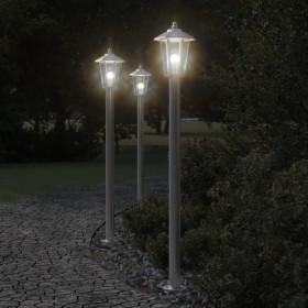 Bodenlampe für den Außenbereich aus silbernem Edelstahl, 120 cm. von , Außenbeleuchtung - Ref: Foro24-4006383, Preis: 47,99 €...