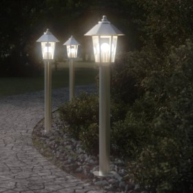 Outdoor floor lamp, silver stainless steel, 80 cm by , Outdoor lighting - Ref: Foro24-4006381, Price: 37,99 €, Discount: %