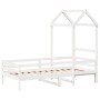 Sofá cama con techo madera maciza de pino blanco 90x190 cm de , Camas y somieres - Ref: Foro24-3282187, Precio: 196,99 €, Des...