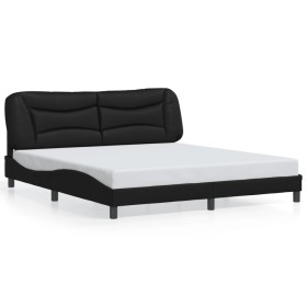 Bed frame with LED lights in black synthetic leather 180x200 cm by , Beds and slatted bases - Ref: Foro24-3214188, Price: 244...