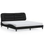 Estructura de cama con luz LED cuero sintético negro 180x200 cm de , Camas y somieres - Ref: Foro24-3214188, Precio: 278,45 €...