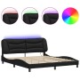 Estructura de cama con luz LED cuero sintético negro 180x200 cm de , Camas y somieres - Ref: Foro24-3214188, Precio: 246,96 €...