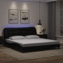 Estructura de cama con luz LED cuero sintético negro 180x200 cm de , Camas y somieres - Ref: Foro24-3214188, Precio: 246,96 €...