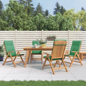 Reclining garden chairs and 4 solid teak wood cushions by , Garden chairs - Ref: Foro24-3196468, Price: 576,65 €, Discount: %