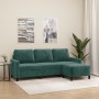 Dreisitzer-Sofa mit dunkelgrünem Samt-Hocker, 180 cm. von , Sofas - Ref: Foro24-3201057, Preis: 347,96 €, Rabatt: %