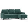 Sofá de 3 plazas con taburete de terciopelo verde oscuro 180 cm de , Sofás - Ref: Foro24-3201057, Precio: 347,96 €, Descuento: %