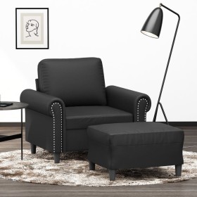 Sillón con taburete cuero sintético negro 60 cm de , Sofás - Ref: Foro24-3201200, Precio: 218,63 €, Descuento: %