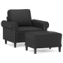 Sillón con taburete cuero sintético negro 60 cm de , Sofás - Ref: Foro24-3201200, Precio: 218,63 €, Descuento: %