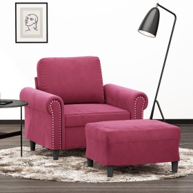 Armchair with red velvet stool 60 cm by , Sofas - Ref: Foro24-3201209, Price: 214,99 €, Discount: %