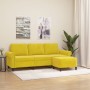 Sofá de 3 plazas con taburete terciopelo amarillo 180 cm de , Sofás - Ref: Foro24-3201221, Precio: 347,61 €, Descuento: %