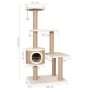 Árbol para gatos con poste rascador 123 cm hierba marina de vidaXL, Mobiliario para gatos - Ref: Foro24-170979, Precio: 93,17...