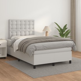 Cama box spring con colchón cuero sintético blanco 120x200 cm de , Camas y somieres - Ref: Foro24-3142834, Precio: 480,99 €, ...