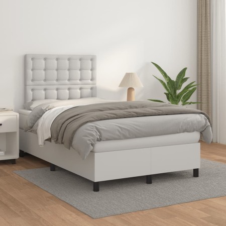 Boxspringbett mit weißem Kunstleder-Matratze 120x200 cm. von , Betten und Lattenroste - Ref: Foro24-3142834, Preis: 468,26 €,...