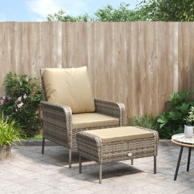 Gartenliege mit Fußhocker aus hellem braunem Kunststoff-Rattan von , Gartenstühle - Ref: Foro24-364114, Preis: 146,95 €, Raba...