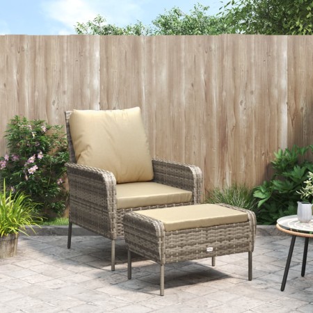 Gartenliege mit Fußhocker aus hellem braunem Kunststoff-Rattan von , Gartenstühle - Ref: Foro24-364114, Preis: 146,95 €, Raba...