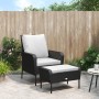 Garden armchair with black synthetic rattan footrest by , Garden chairs - Ref: Foro24-364116, Price: 137,37 €, Discount: %