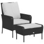 Sillón de jardín con reposapiés ratán sintético negro de , Sillas de jardín - Ref: Foro24-364116, Precio: 137,37 €, Descuento: %