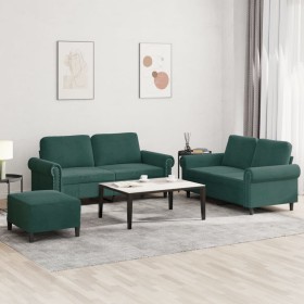 Set of sofas with 3 dark green velvet cushions by , Sofas - Ref: Foro24-3202222, Price: 516,99 €, Discount: %