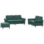 Dreiteiliges Sofaset mit dunkelgrünen Samtkissen. von , Sofas - Ref: Foro24-3202222, Preis: 561,84 €, Rabatt: %