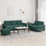 Set of sofas with 3 dark green velvet cushions by , Sofas - Ref: Foro24-3202262, Price: 599,60 €, Discount: %