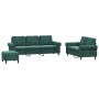 Set of sofas with 3 dark green velvet cushions by , Sofas - Ref: Foro24-3202262, Price: 599,60 €, Discount: %