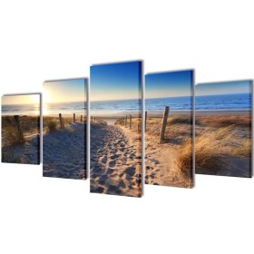 Set decorativo de lienzos para pared playa y arena 100 x 50 cm de , Carteles, copias y arte visual - Ref: Foro24-241564, Prec...