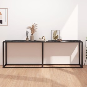 Tempered glass and black marble console table 220x35x75.5 cm by , Side tables - Ref: Foro24-331693, Price: 104,19 €, Discount: %