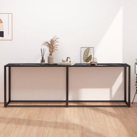 Mesa consola vidrio templado mármol negro 220x35x75,5 cm de , Mesas auxiliares - Ref: Foro24-331693, Precio: 104,19 €, Descue...