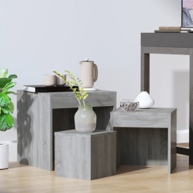 Mesas apilables 3 pzas madera contrachapada color gris Sonoma de , Mesas auxiliares - Ref: Foro24-815226, Precio: 56,43 €, De...