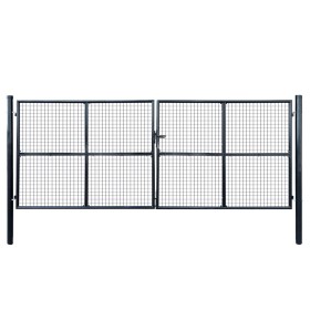 Gartentor aus verzinktem Stahlgeflecht 400x150 cm grau von , Gartentore - Ref: Foro24-143377, Preis: 464,47 €, Rabatt: %