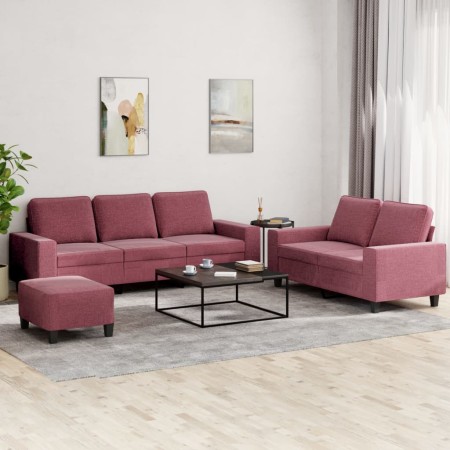 3-piece sofa set in burgundy fabric by , Sofas - Ref: Foro24-3201912, Price: 622,76 €, Discount: %