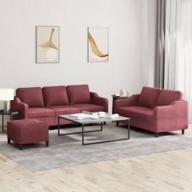 Three-piece sofa set with red wine fabric cushions by , Sofas - Ref: Foro24-3201848, Price: 590,48 €, Discount: %