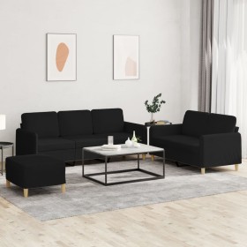 Schwarzes Sofaset mit 3-teiligen Kissen aus Stoff. von , Sofas - Ref: Foro24-3202130, Preis: 551,99 €, Rabatt: %