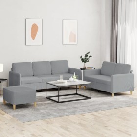 Sofagarnitur mit 3-teiligen Kissen, helles graues Gewebe. von , Sofas - Ref: Foro24-3202126, Preis: 602,23 €, Rabatt: %