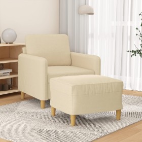 Sessel mit Hocker, cremefarbenes Stoff, 60 cm. von , Sofas - Ref: Foro24-3201186, Preis: 210,99 €, Rabatt: %