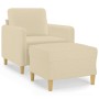 Armchair with cream fabric footstool 60 cm by , Sofas - Ref: Foro24-3201186, Price: 210,99 €, Discount: %