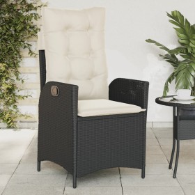 Garden recliner with cushions synthetic rattan black by , Garden chairs - Ref: Foro24-365256, Price: 128,99 €, Discount: %