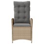 Garden recliner with PE rattan cushions mixed beige by , Garden chairs - Ref: Foro24-365261, Price: 132,75 €, Discount: %