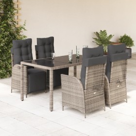 5-teiliges Garten-Esszimmerset mit synthetischen Rattankissen grau von , Gartensets - Ref: Foro24-3213328, Preis: 687,69 €, R...