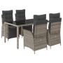 Set comedor de jardín 5 piezas con cojines ratán sintético gris de , Conjuntos de jardín - Ref: Foro24-3213328, Precio: 687,6...