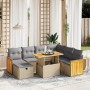 Garden sofa set with beige cushions, 8 pieces, PE rattan by , Garden sets - Ref: Foro24-3276265, Price: 611,15 €, Discount: %