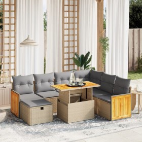 Garden sofa set with beige cushions, 8 pieces, PE rattan by , Garden sets - Ref: Foro24-3276265, Price: 611,15 €, Discount: %