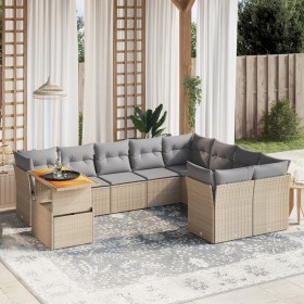 Garden sofa set with beige cushions, 10 pieces, synthetic rattan by , Garden sets - Ref: Foro24-3271017, Price: 694,03 €, Dis...