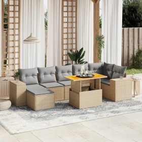 Garden sofa set with beige cushions, 8 pieces, PE rattan by , Garden sets - Ref: Foro24-3275936, Price: 597,81 €, Discount: %