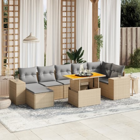 Set Gartensofas mit beigen Kissen 8 Stück PE Rattan von , Gartensets - Ref: Foro24-3275936, Preis: 615,78 €, Rabatt: %